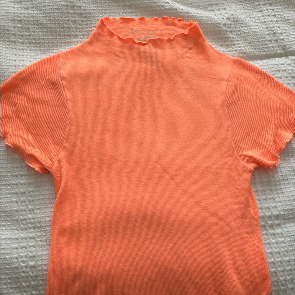 Free People Vibrant Orange Short Sleeve Top